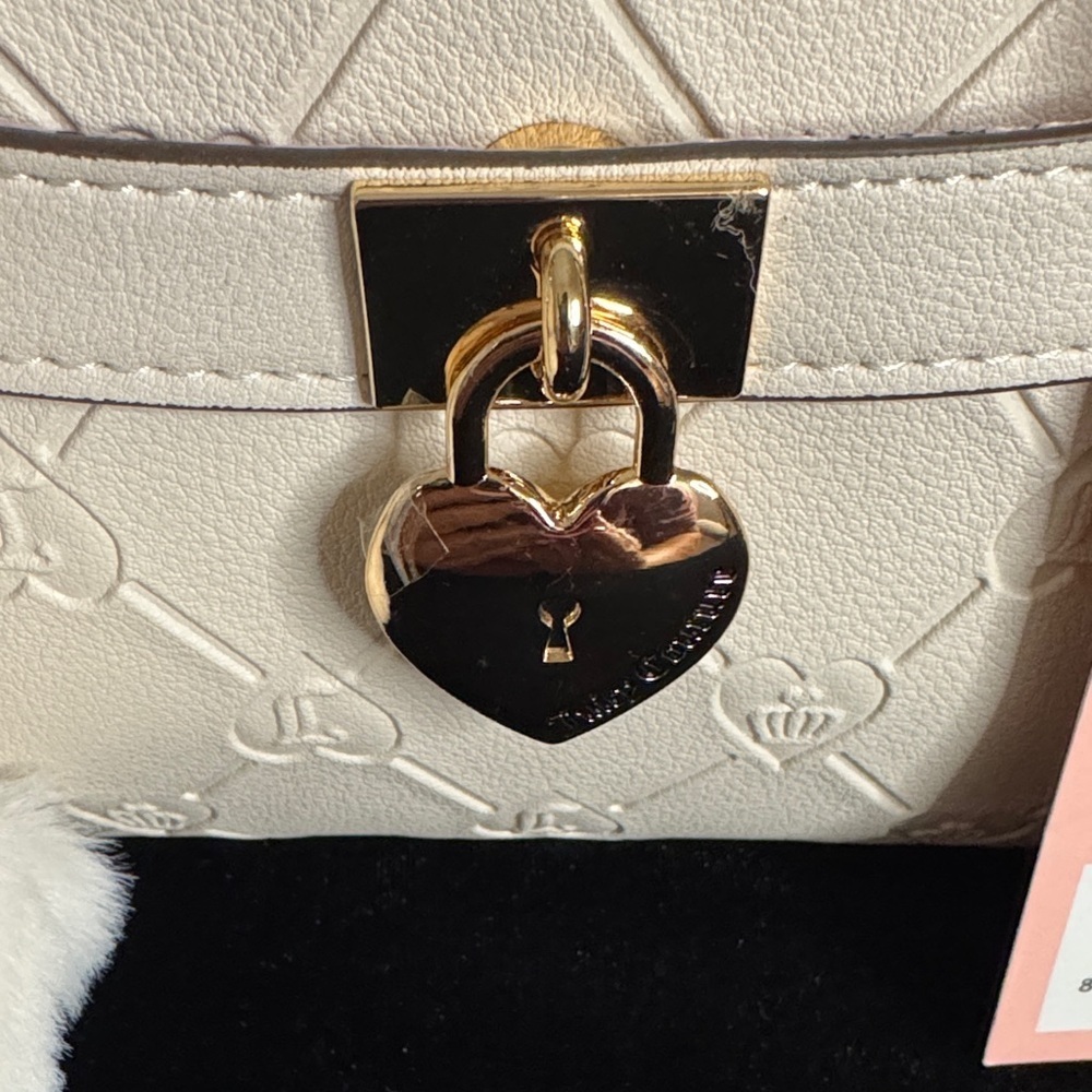 Juicy Couture Exclusive Beige Satchel with Red Heart and Bear Charm - Picture 11 of 13